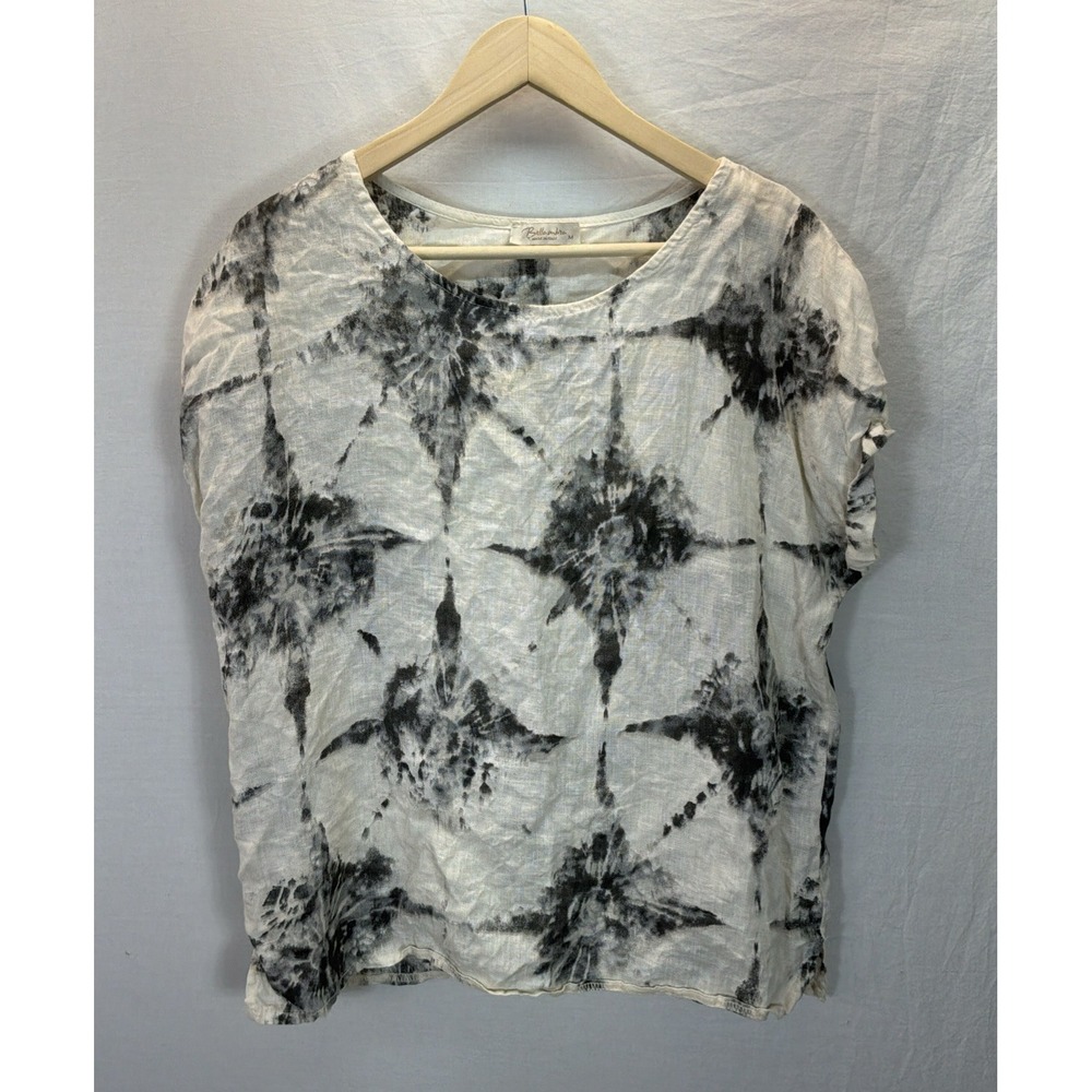 Bellambra Linen Blouse Size M Black Lightweight Coastal Lagenlook Made in Italy
